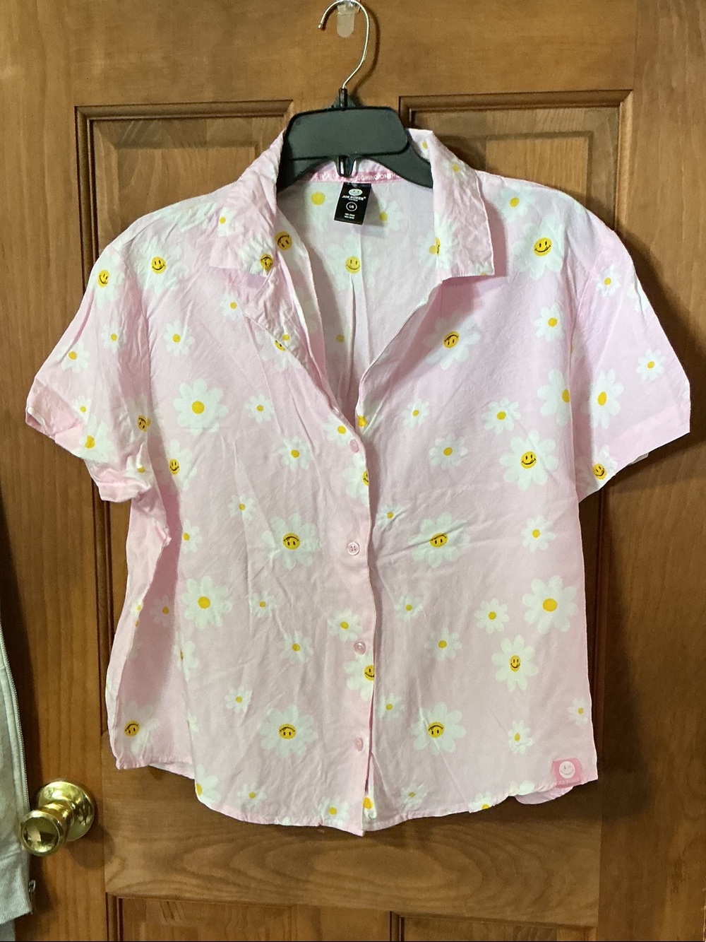 Joe Boxer Pink Daisy Smiley Short Sleeve Top